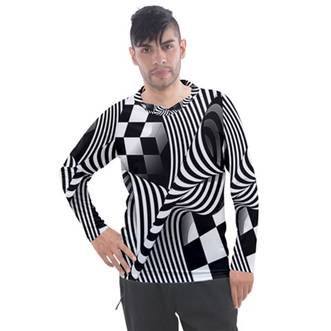 Op-art-black-white-drawing Men s Pique Long Sleeve T-shirt by Bedest