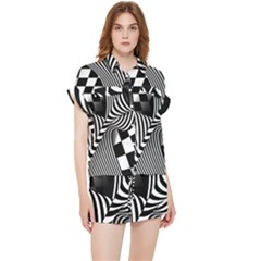 Op-art-black-white-drawing Chiffon Lounge Set by Bedest