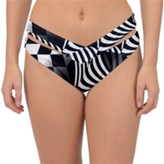 Op-art-black-white-drawing Double Strap Halter Bikini Bottoms