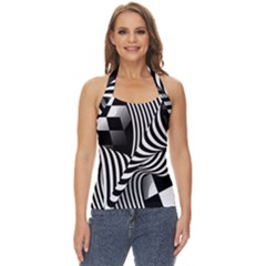 Op-art-black-white-drawing Basic Halter Top by Bedest