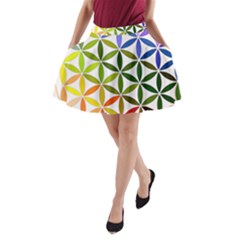 Mandala Rainbow Colorful A-line Pocket Skirt by Bedest