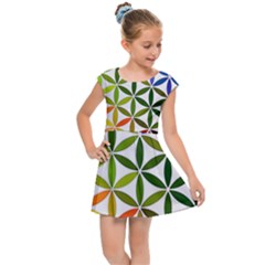 Mandala Rainbow Colorful Kids  Cap Sleeve Dress by Bedest