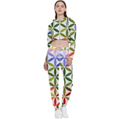 Mandala Rainbow Colorful Cropped Zip Up Lounge Set