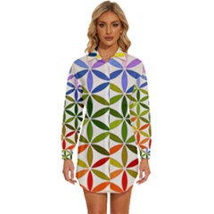 Mandala Rainbow Colorful Womens Long Sleeve Shirt Dress