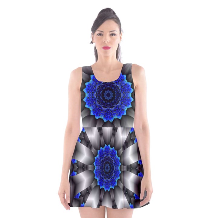 Kaleidoscope-abstract-round Scoop Neck Skater Dress