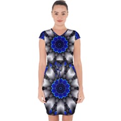 Kaleidoscope-abstract-round Capsleeve Drawstring Dress 