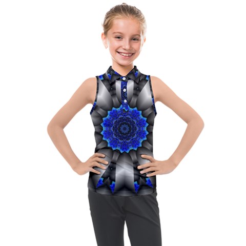 Kaleidoscope-abstract-round Kids  Sleeveless Polo T-shirt by Bedest