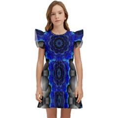 Kaleidoscope-abstract-round Kids  Winged Sleeve Dress by Bedest