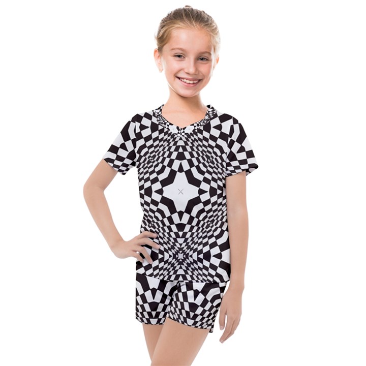 Tile-repeating-pattern-texture Kids  Mesh T-Shirt and Shorts Set