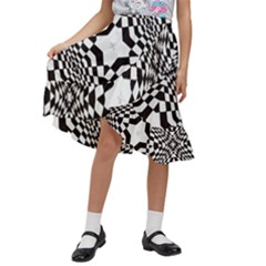 Tile-repeating-pattern-texture Kids  Ruffle Flared Wrap Midi Skirt by Bedest