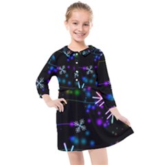 Snowflakes Snow Winter Christmas Kids  Quarter Sleeve Shirt Dress by Bedest