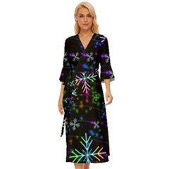 Snowflakes Snow Winter Christmas Midsummer Wrap Dress by Bedest