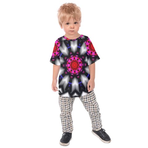 Kaleidoscope-round-metal Kids  Raglan T-shirt by Bedest