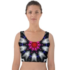 Kaleidoscope-round-metal Velvet Crop Top by Bedest