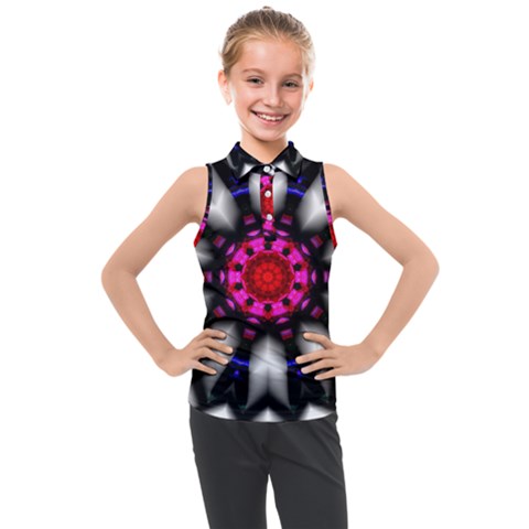 Kaleidoscope-round-metal Kids  Sleeveless Polo T-shirt by Bedest