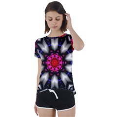 Kaleidoscope-round-metal Short Sleeve Open Back T-shirt by Bedest