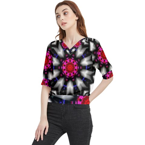 Kaleidoscope-round-metal Quarter Sleeve Blouse by Bedest