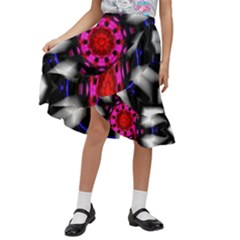 Kaleidoscope-round-metal Kids  Ruffle Flared Wrap Midi Skirt by Bedest