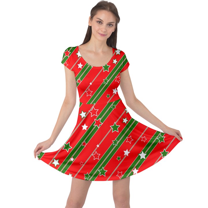 Christmas-paper-star-texture     - Cap Sleeve Dress