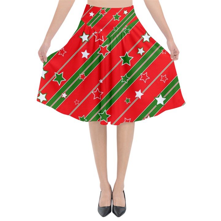 Christmas-paper-star-texture     - Flared Midi Skirt