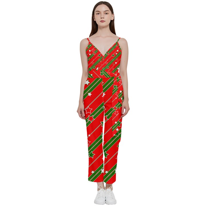 Christmas-paper-star-texture     - V-Neck Camisole Jumpsuit