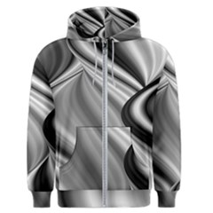 Waves-black-and-white-modern Men s Zipper Hoodie by Bedest