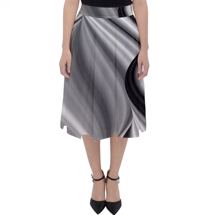 Waves-black-and-white-modern Classic Midi Skirt