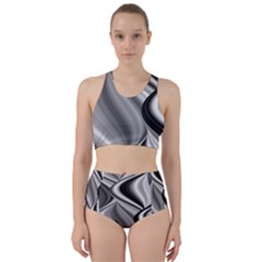 Waves-black-and-white-modern Racer Back Bikini Set