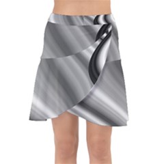 Waves-black-and-white-modern Wrap Front Skirt by Bedest