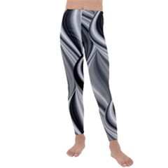 Waves-black-and-white-modern Kids  Lightweight Velour Leggings