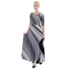 Waves-black-and-white-modern Half Sleeves Maxi Dress by Bedest