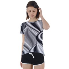 Waves-black-and-white-modern Short Sleeve Open Back T-shirt by Bedest