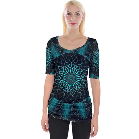 Ornament-district-turquoise Wide Neckline T-shirt by Bedest