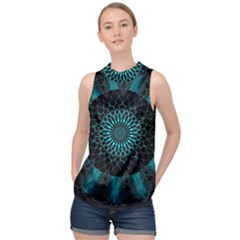 Ornament-district-turquoise High Neck Satin Top by Bedest