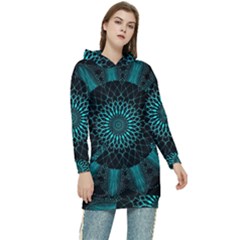 Ornament-district-turquoise Women s Long Oversized Pullover Hoodie