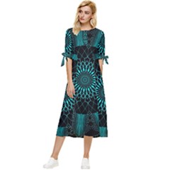 Ornament-district-turquoise Bow Sleeve Chiffon Midi Dress by Bedest