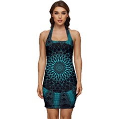 Ornament-district-turquoise Sleeveless Wide Square Neckline Ruched Bodycon Dress