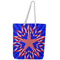 Star-explosion-burst-usa-red Full Print Rope Handle Tote (large) by Bedest