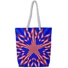 Star-explosion-burst-usa-red Full Print Rope Handle Tote (small) by Bedest