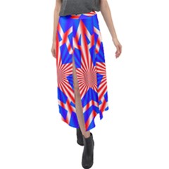 Star-explosion-burst-usa-red Velour Split Maxi Skirt by Bedest