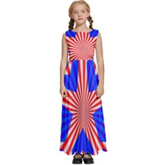 Star-explosion-burst-usa-red Kids  Satin Sleeveless Maxi Dress by Bedest