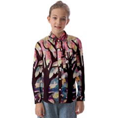 Tree-moon-night-sky-landscape Kids  Long Sleeve Shirt by Bedest