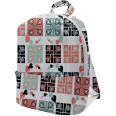 Mint Black Coral Heart Paisley Zip Up Backpack by Bedest