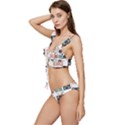 Mint Black Coral Heart Paisley Low Cut Ruffle Edge Bikini Set View2