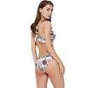 Mint Black Coral Heart Paisley Low Cut Ruffle Edge Bikini Set View3