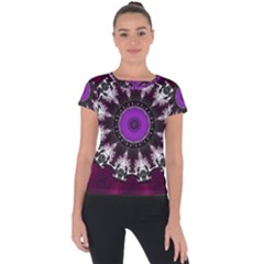 Kaleidoscope-round-circle-geometry Short Sleeve Sports Top  by Bedest