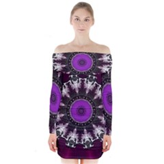 Kaleidoscope-round-circle-geometry Long Sleeve Off Shoulder Dress by Bedest