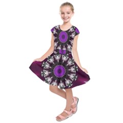 Kaleidoscope-round-circle-geometry Kids  Short Sleeve Dress by Bedest