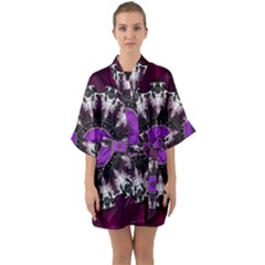 Kaleidoscope-round-circle-geometry Half Sleeve Satin Kimono  by Bedest