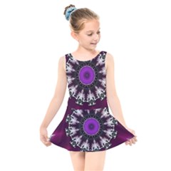 Kaleidoscope-round-circle-geometry Kids  Skater Dress Swimsuit by Bedest